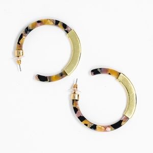 pink tortoise gold hoop earrings vintage acrylic